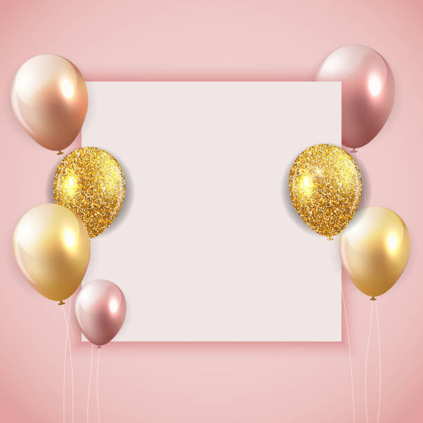 istock Glossy Happy Birthday Balloons Background with White Paper Template Vector Illustration 1178320784