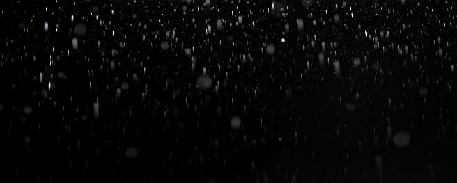 Large panoramic photo of the rain isolated on black background