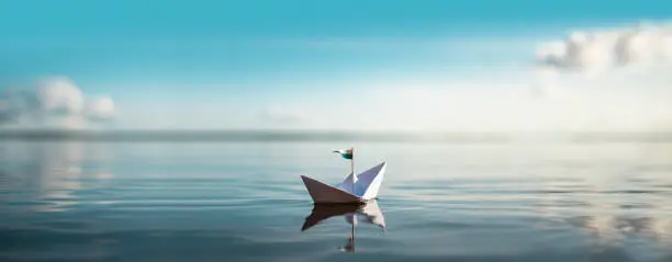 Paper Boat at Sunny Lake