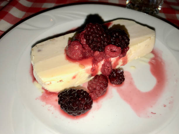 Semifreddo Cake - Ice cream with Berries (semi-frozen dessert) italian dessert.