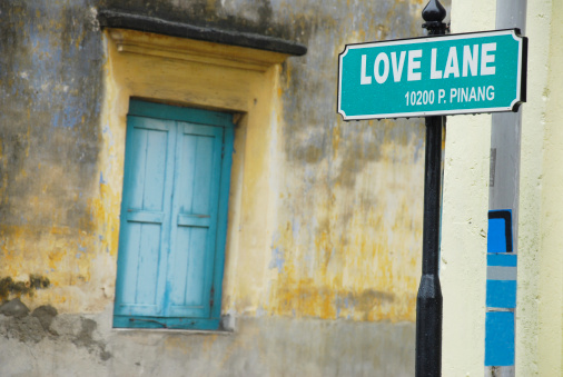 A street sign in the historic district of Georgetown, on the Malaysian island of Penang