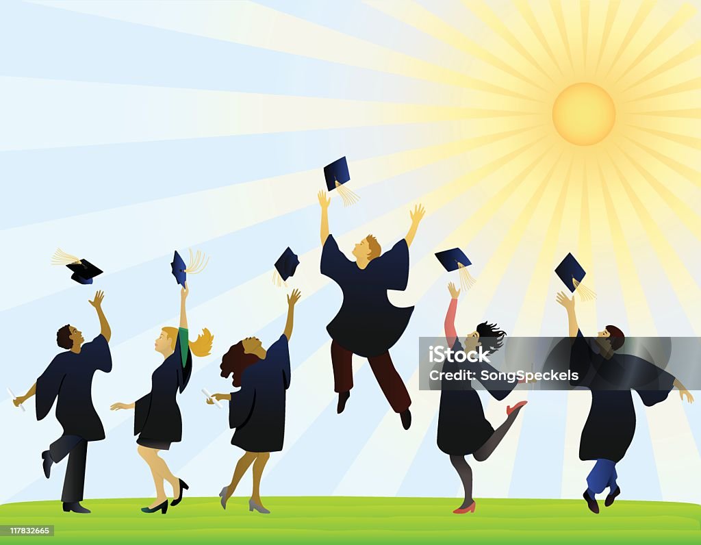 Giorno della laurea illustrazione - arte vettoriale royalty-free di Celebrazione della laurea