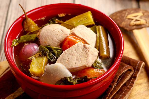 Pork Stewed in Tamarind Broth. Sinigang na Baboy from Philippines.