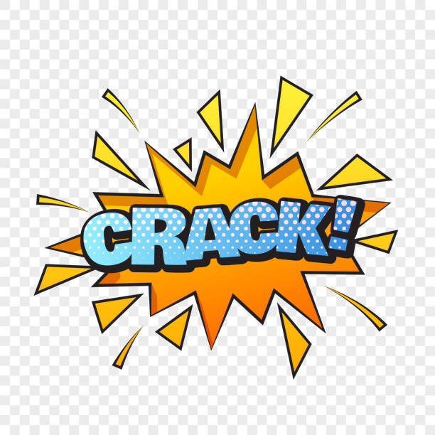 ilustrações de stock, clip art, desenhos animados e ícones de crack comic style word on the transparent background - exclamation point speech speech bubble green