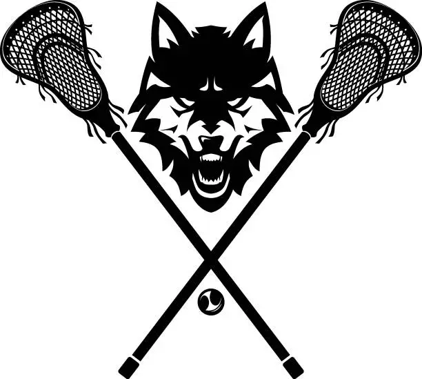 Vector illustration of Lacrosse Team Wolves, Front View