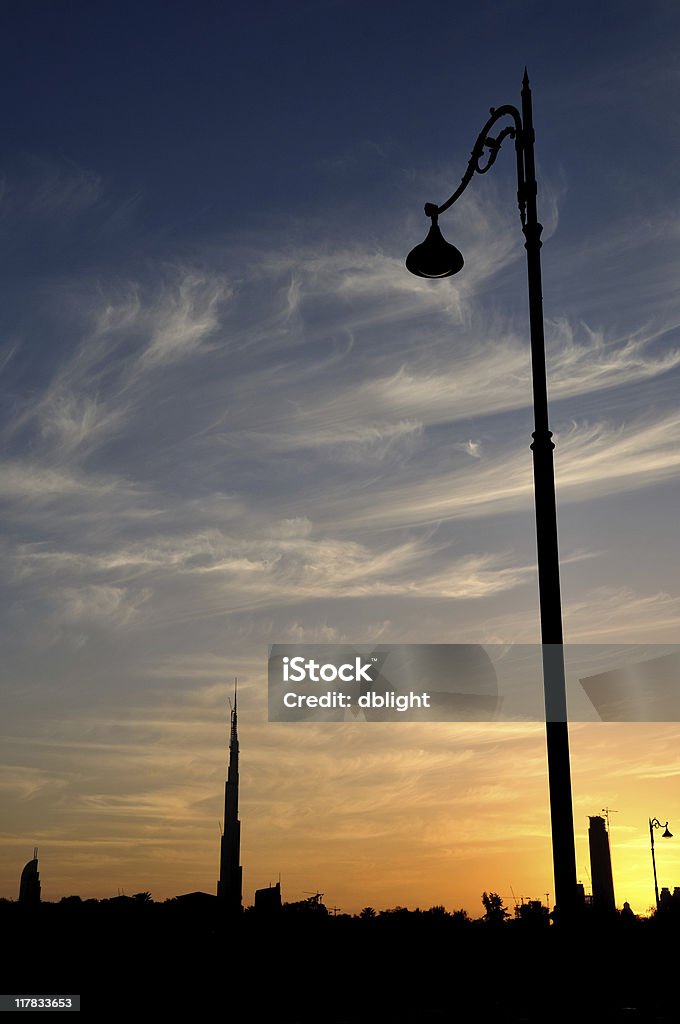 burj dubai Sonnenuntergang und Lampe - Lizenzfrei Burj Khalifa Stock-Foto