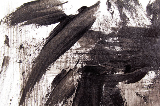 istock Black acrylic brush strokes, scribble, smears and stain. Abstract grunge hand painted background. 1178336859