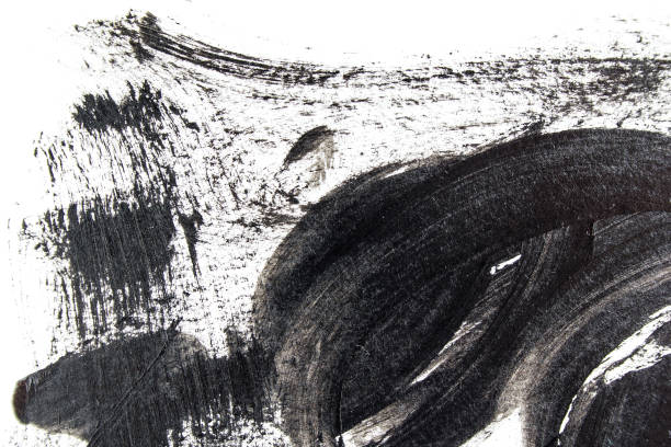istock Black acrylic brush strokes and scribble. Abstract grunge handmade drawing. 1178336861