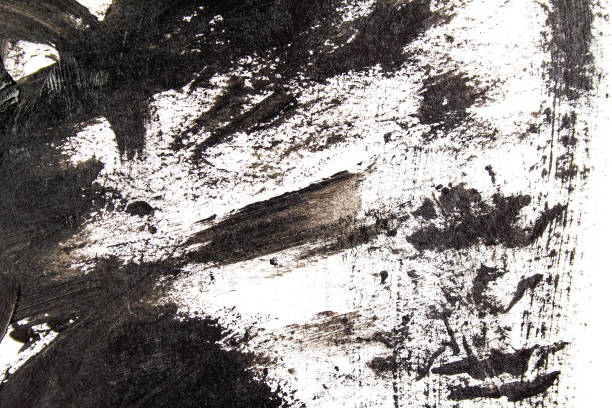 istock Black acrylic brush strokes and scribble on white background. Abstract grunge handmade drawing. 1178336864