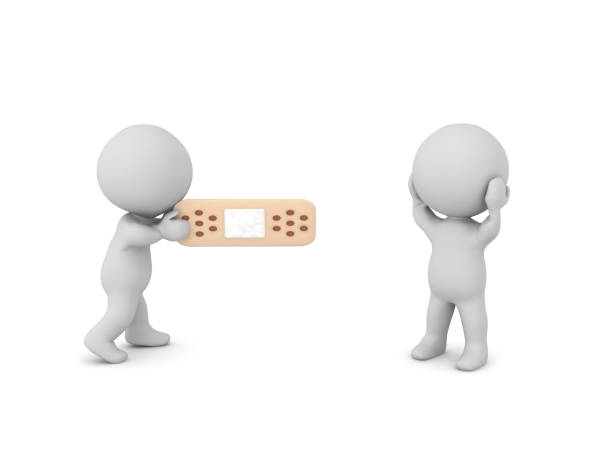 istock 3D Character offering banage to a hurt person 1178339394