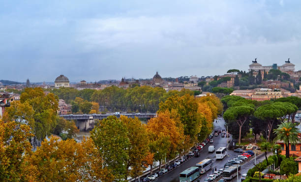 istock Rome panorama building evening. Rome rooftop view with ancient architecture in Italy at sunset 1178340543