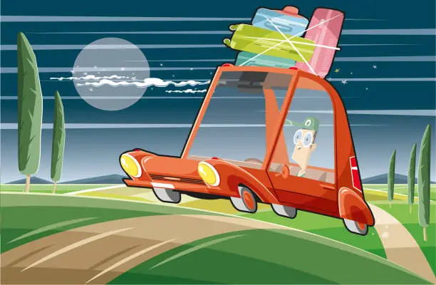 Vector illustration of Travelling car