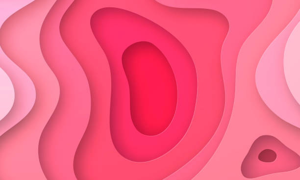 istock Paper cut background. Red, pink abstract wave shapes - Trendy 3D design 1178341988