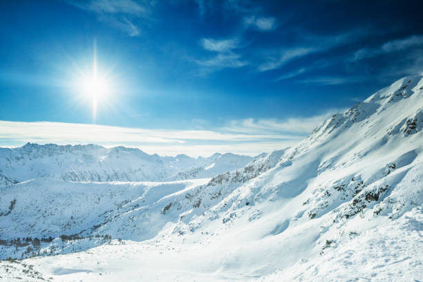 Pirin Mountain in Winter. Peaks mountain Pirin covered in snow in Winter. Bansko, Bulgaria\