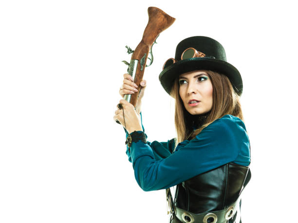 istock Steampunk girl with gun 1178344830
