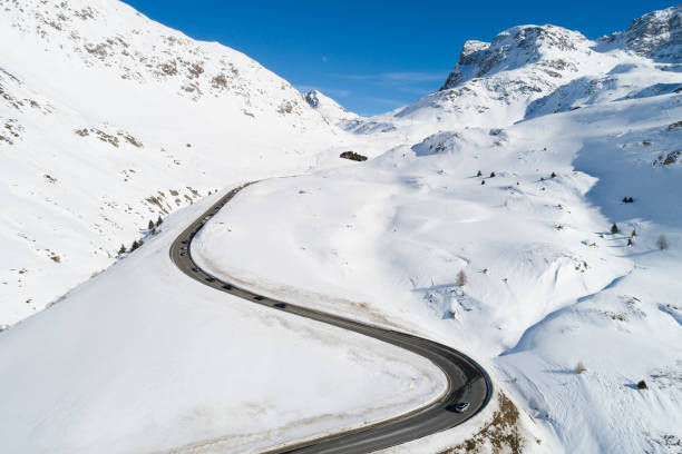 istock Winding, Mountain Pass in Winter, Aerial View 1178345503