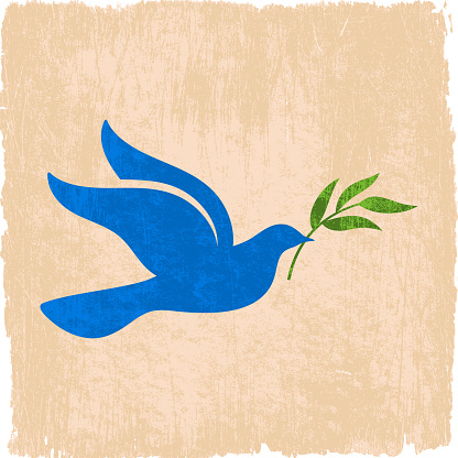 peace dove with olive branch on royalty free vector Background