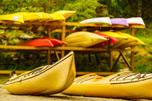 istock Kayaks on water shore. Rental area 1178348149