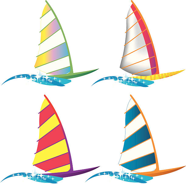 windsurfbretter - regatta stock-grafiken, -clipart, -cartoons und -symbole