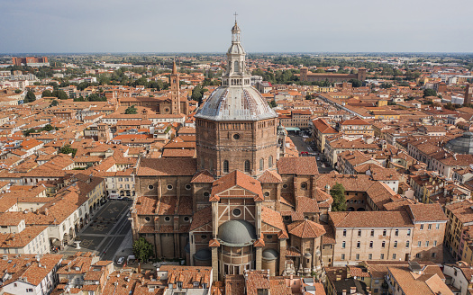 Aerial view of Cathedral of Pavia in Italy