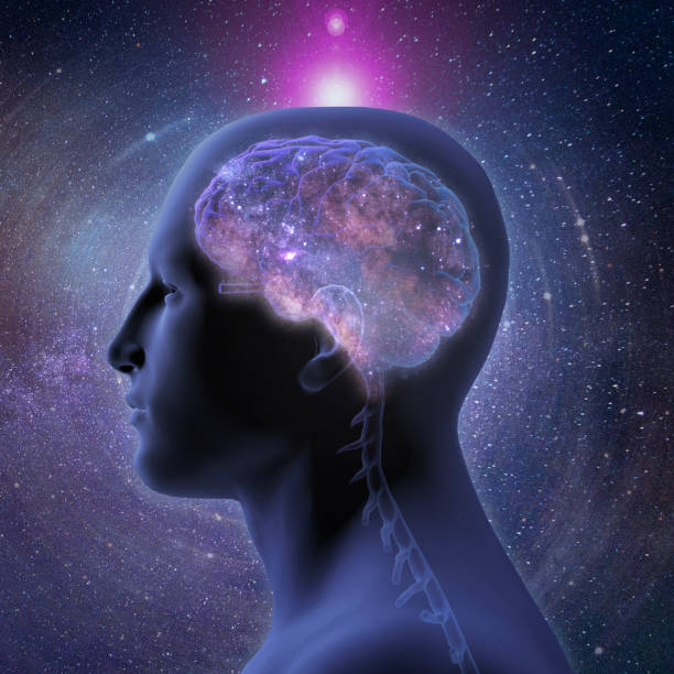 istock Side View of Enlightened Human Brain on Starry Background 1178354126