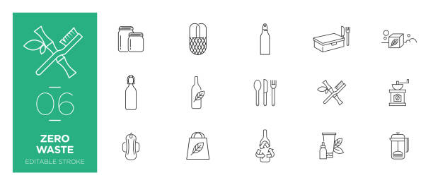 Set of Zero waste line icons - Modern icons Set of Zero waste line icons - Modern icons gourd stock illustrations