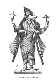 istock Vishnu as a Bear, Hindu and Buddhist Religious Symbols and Religious Implements Engraving Antique Illustration, Published 1851 1178355403
