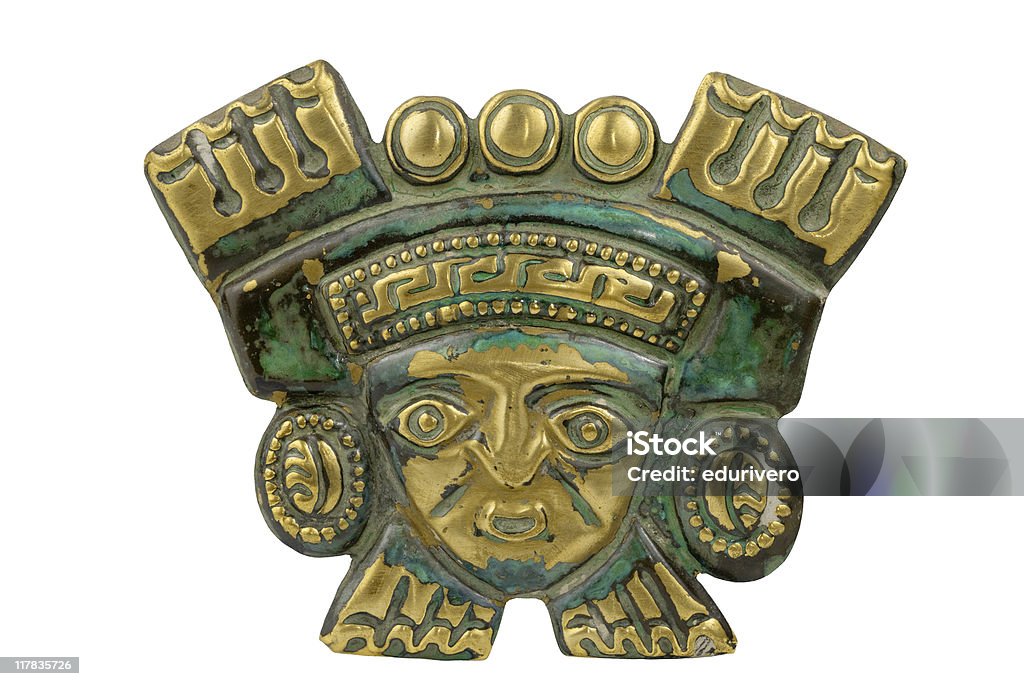 ペルーの古代式のマスクで分離白背景 - インカ��のロイヤリティフリーストックフォト