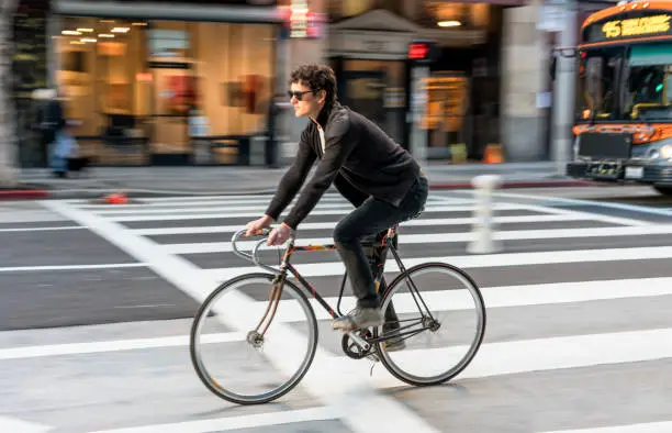 Photo of Cyclist in downtown Los Angeles