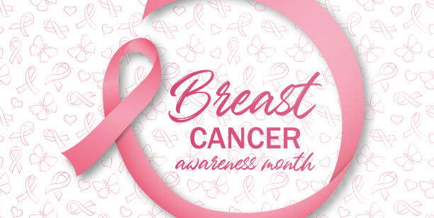 illustrations, cliparts, dessins animés et icônes de ruban de soie rose de carte de conscience de cancer du sein - octobre rose