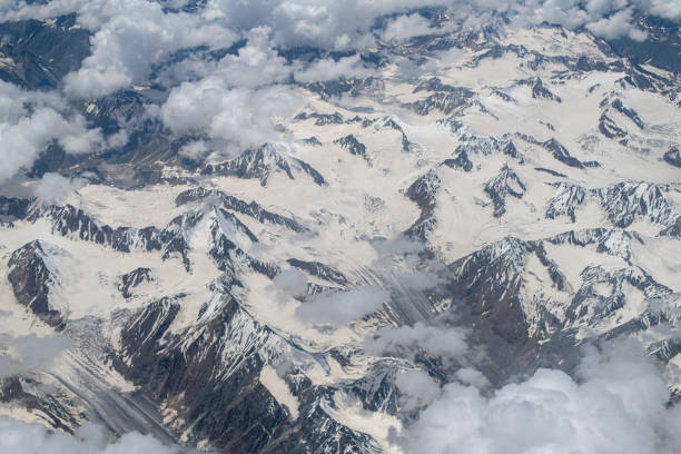 istock Top view of the highest Snow mountain and Cloud. 1178363382