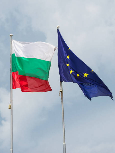 istock Two flags: bulgarian and european union 1178363563