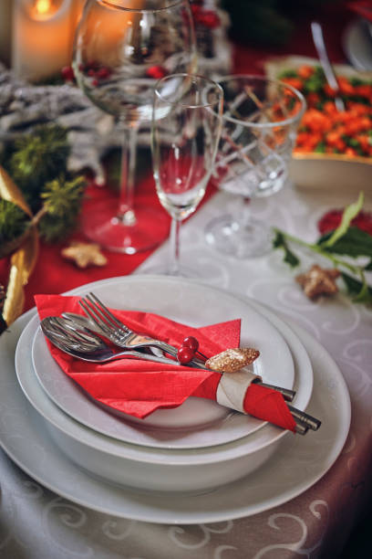 istock Decorated Table for Christmas Dinner with Candles and Christmas Ornaments 1178363729