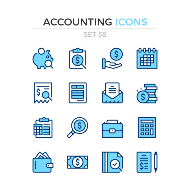 Accounting icons. Vector line icons set. Premium quality. Simple thin line design. Modern outline symbols collection, pictograms. Accounting icons. Vector line icons set. Premium quality. Simple thin line design. Modern outline symbols collection, pictograms. accountancy stock illustrations