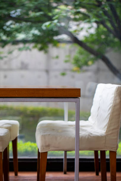 istock Simple, stylish, restaurant, logs, wooden chairs, elegant 1178365168