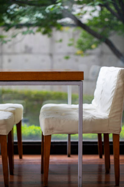 istock Simple, stylish, restaurant, logs, wooden chairs, elegant 1178365187