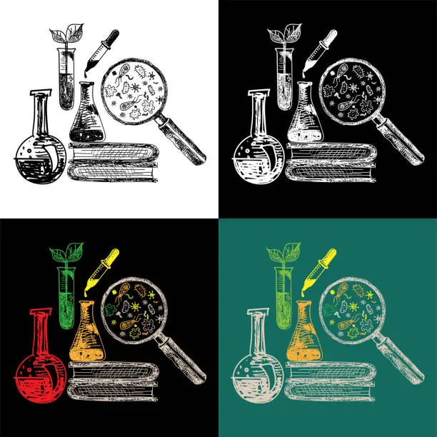 Vector illustration of Educational and laboratory equipment composition