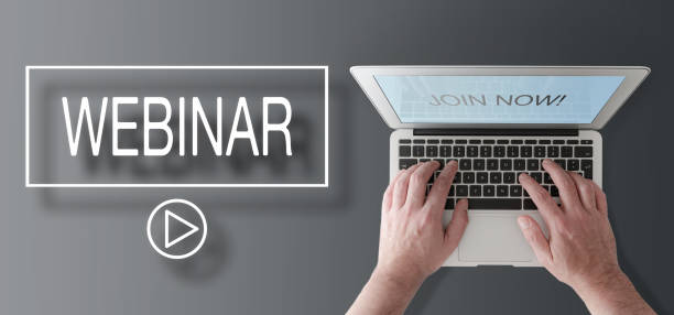 istock person using laptop computer with text WEBINAR and JOIN NOW on grey desk 1178370734