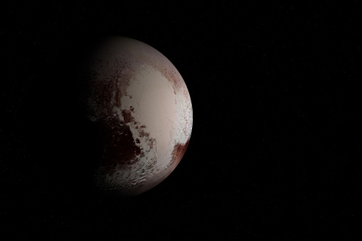 Digitally generated photograph of the dwarf planet Pluto.
