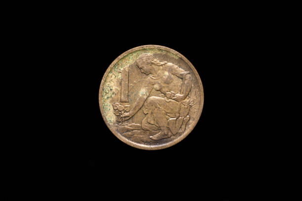 istock Old Czechoslovak 1 koruna coin from 1977, reverse 1178371927