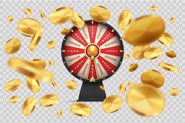 illustrazioni stock, clip art, cartoni animati e icone di tendenza di ruota della fortuna con monete d'oro. roulette fortunata su sfondo trasparente. ruote da casinò vettoriali realistiche per il gioco d'azzardo - roulette roulette wheel gambling spinning