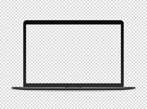 nowoczesna makieta wektorowa laptopa premium na przezroczystym tle - bez ludzi ilustracje stock illustrations