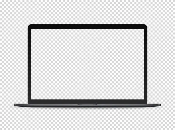 Vector illustration of Modern premium laptop vector mockup on transparent background