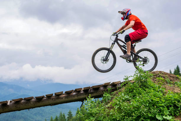 istock Cyclist jumping on a mountain bike. 1178375551