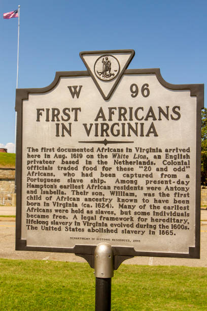 First American Landing Marker Hampton, Virginia - September 24, 2019 :  Marker commemorating the First African Landing 400th anniversary  in Fort Monroe, Virginia. hampton virginia photos stock pictures, royalty-free photos & images