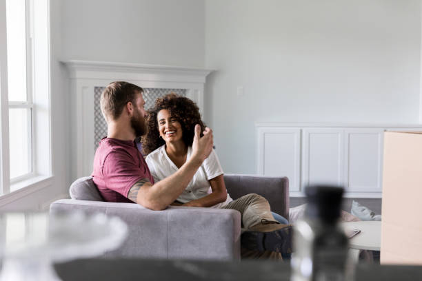 istock Couple have conversation in new home 1178376618