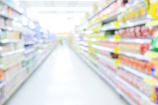 istock Abstract blurred shelf of modern supermarket store 1178376703