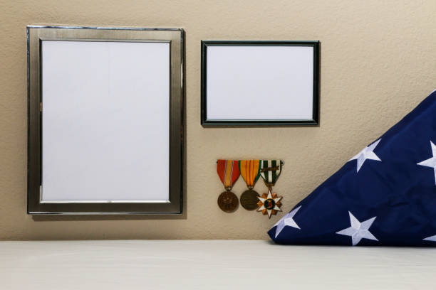 istock Viet-Nam Metals with Folded American Flag and Two Picture Frames 1178376818