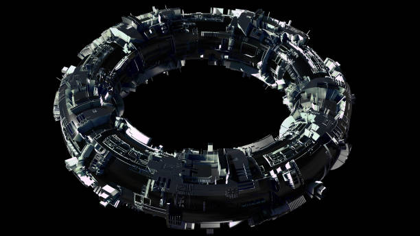 istock Space station or high tech donut or steampunk bracelet or ... 3d render 1178377177
