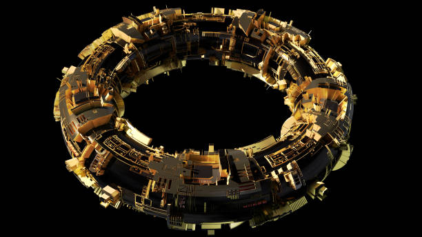 Space station or high tech donut or steampunk bracelet or ... 3d render